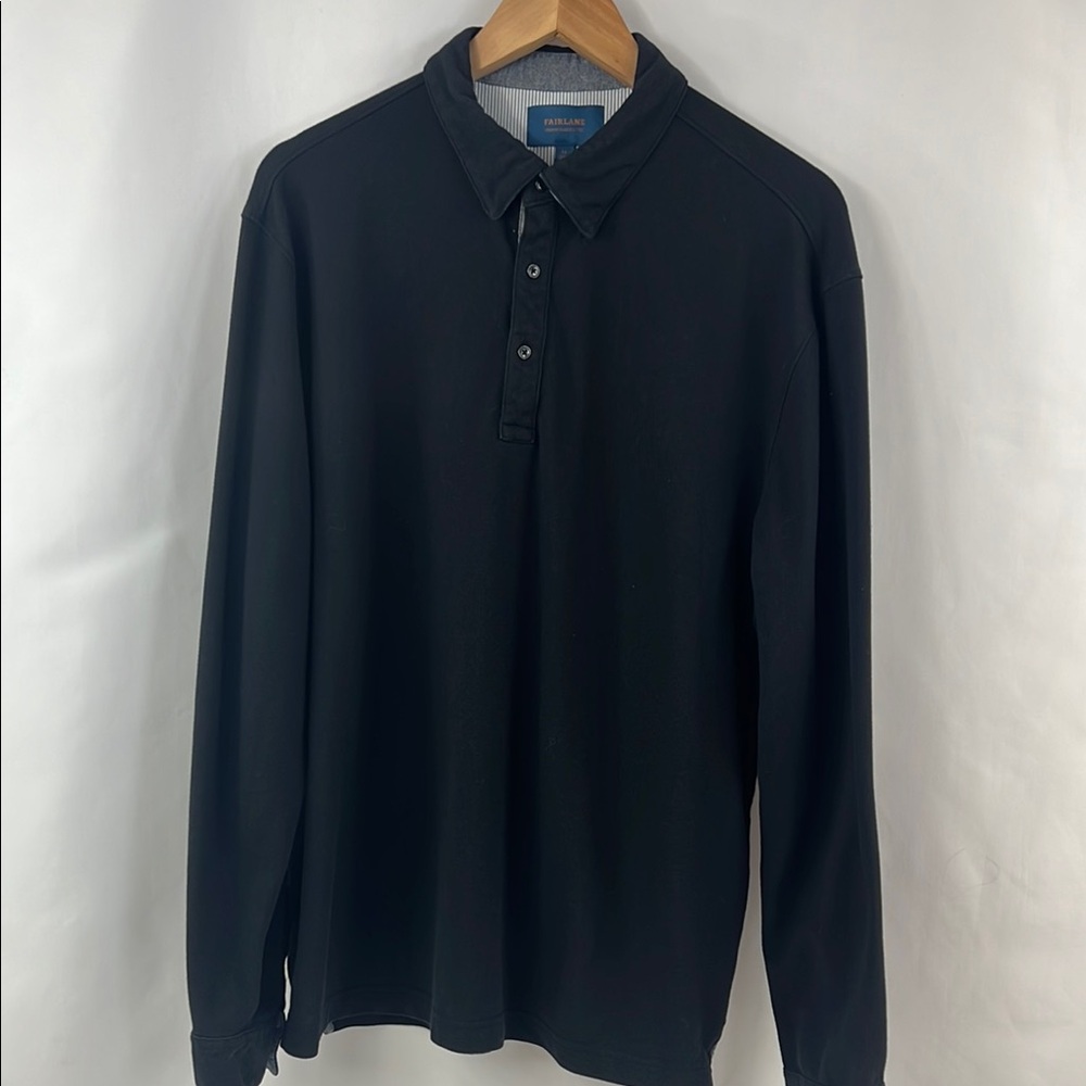Fairlane Performance Pique Preppy Black‎ with Gray Trim Golf Polo Shirt Size XL